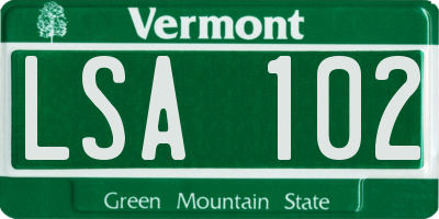 VT license plate LSA102
