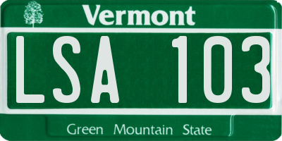 VT license plate LSA103