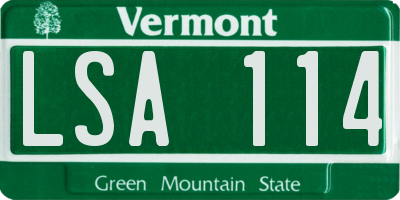 VT license plate LSA114