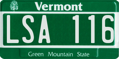 VT license plate LSA116