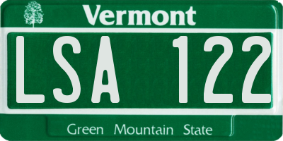 VT license plate LSA122