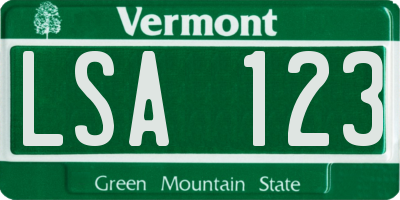 VT license plate LSA123
