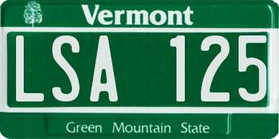 VT license plate LSA125
