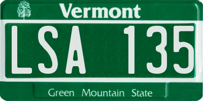 VT license plate LSA135