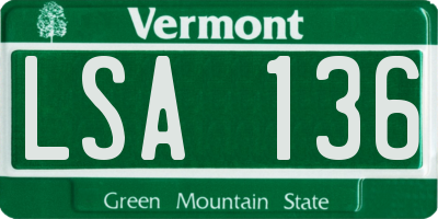 VT license plate LSA136