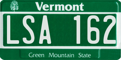 VT license plate LSA162