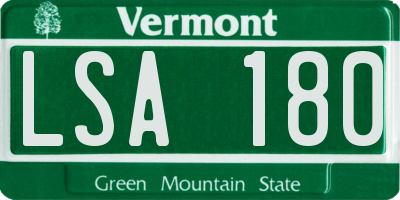 VT license plate LSA180