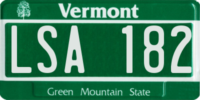 VT license plate LSA182