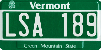 VT license plate LSA189