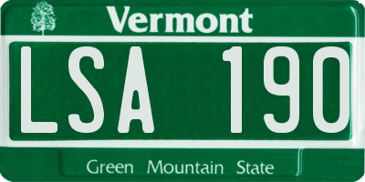 VT license plate LSA190