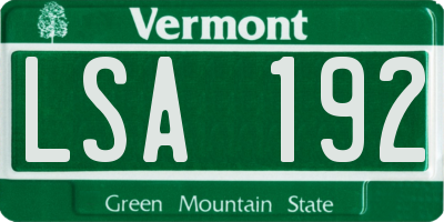 VT license plate LSA192