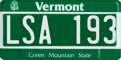 VT license plate LSA193