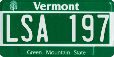 VT license plate LSA197