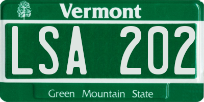 VT license plate LSA202