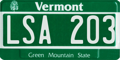 VT license plate LSA203
