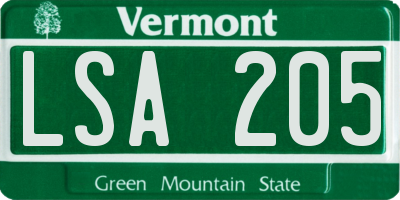 VT license plate LSA205