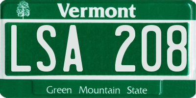 VT license plate LSA208
