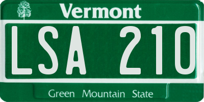 VT license plate LSA210