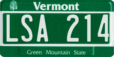 VT license plate LSA214