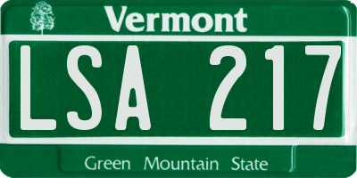 VT license plate LSA217