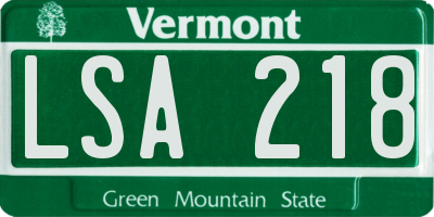 VT license plate LSA218