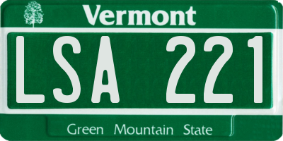 VT license plate LSA221