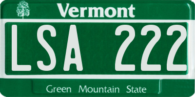 VT license plate LSA222
