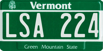 VT license plate LSA224