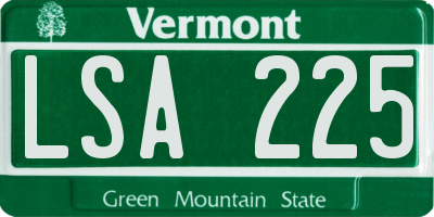 VT license plate LSA225