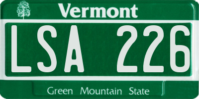 VT license plate LSA226