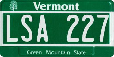 VT license plate LSA227