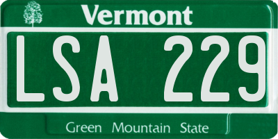 VT license plate LSA229