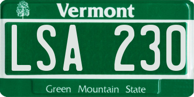 VT license plate LSA230