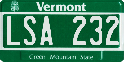 VT license plate LSA232