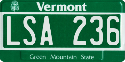 VT license plate LSA236