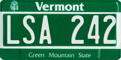 VT license plate LSA242