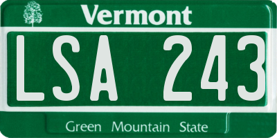 VT license plate LSA243