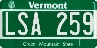 VT license plate LSA259