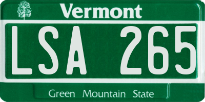 VT license plate LSA265