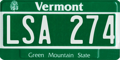 VT license plate LSA274