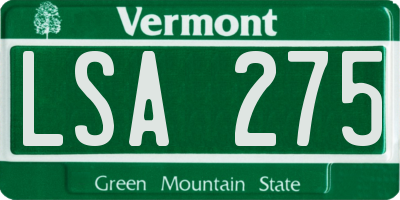 VT license plate LSA275
