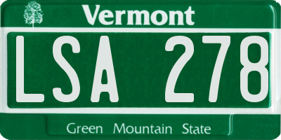 VT license plate LSA278