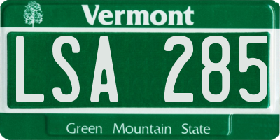 VT license plate LSA285