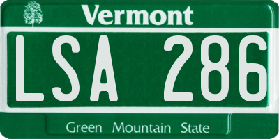 VT license plate LSA286