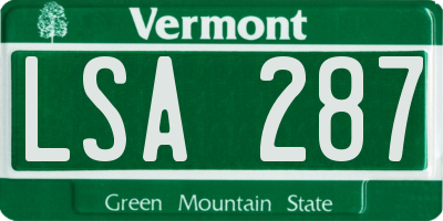 VT license plate LSA287