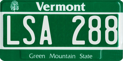 VT license plate LSA288