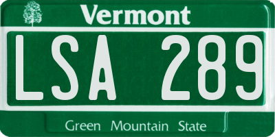 VT license plate LSA289