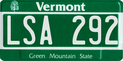 VT license plate LSA292