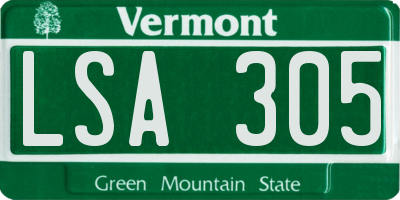 VT license plate LSA305