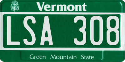 VT license plate LSA308